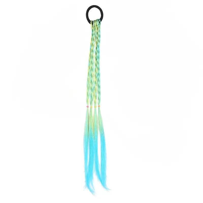 6pcs Colorful Braided Hair Extensions for Girls – Ponytail Headbands
