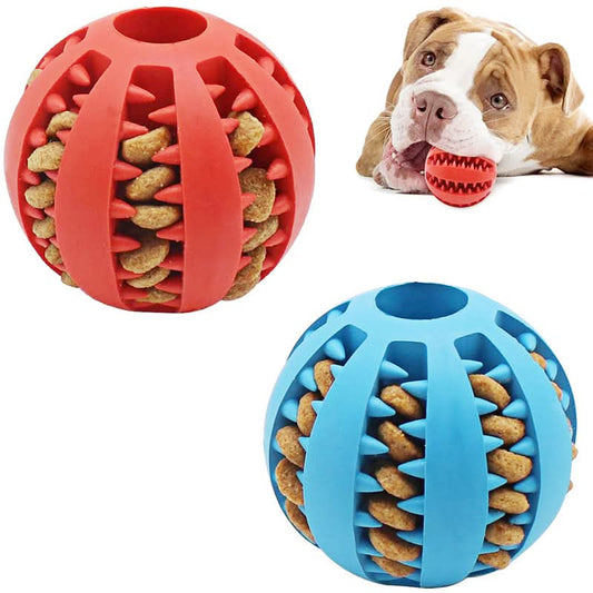 Interactive Rubber Dog Ball Toy – Chew, Dispense, and Clean Teeth