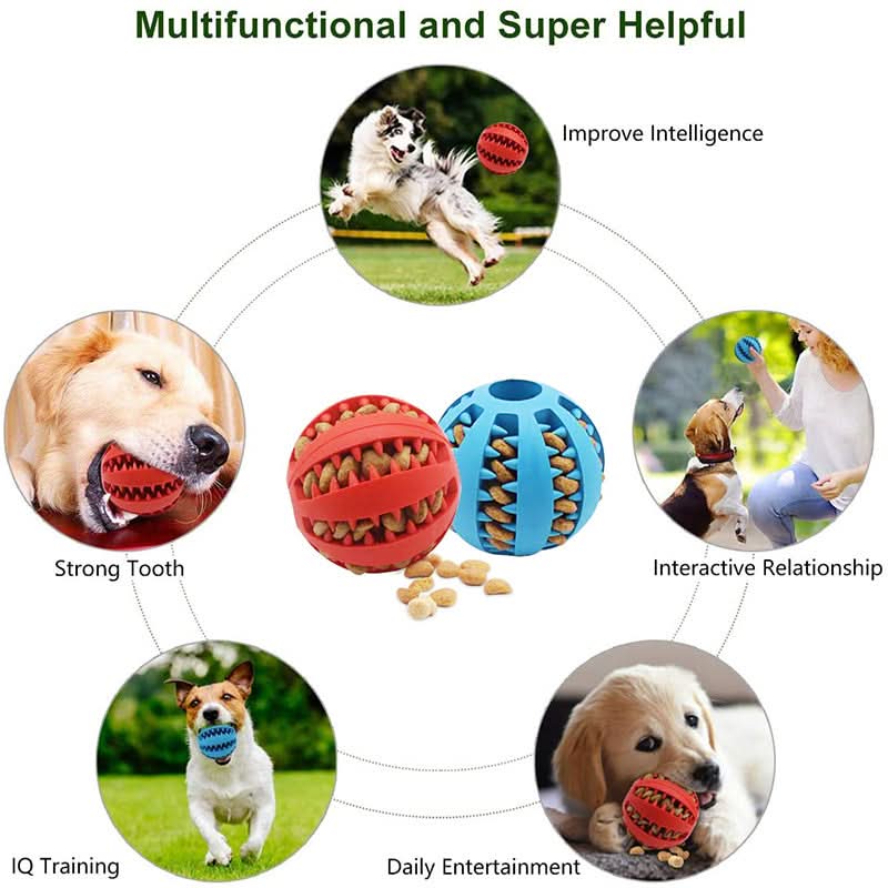 Interactive Rubber Dog Ball Toy – Chew, Dispense, and Clean Teeth