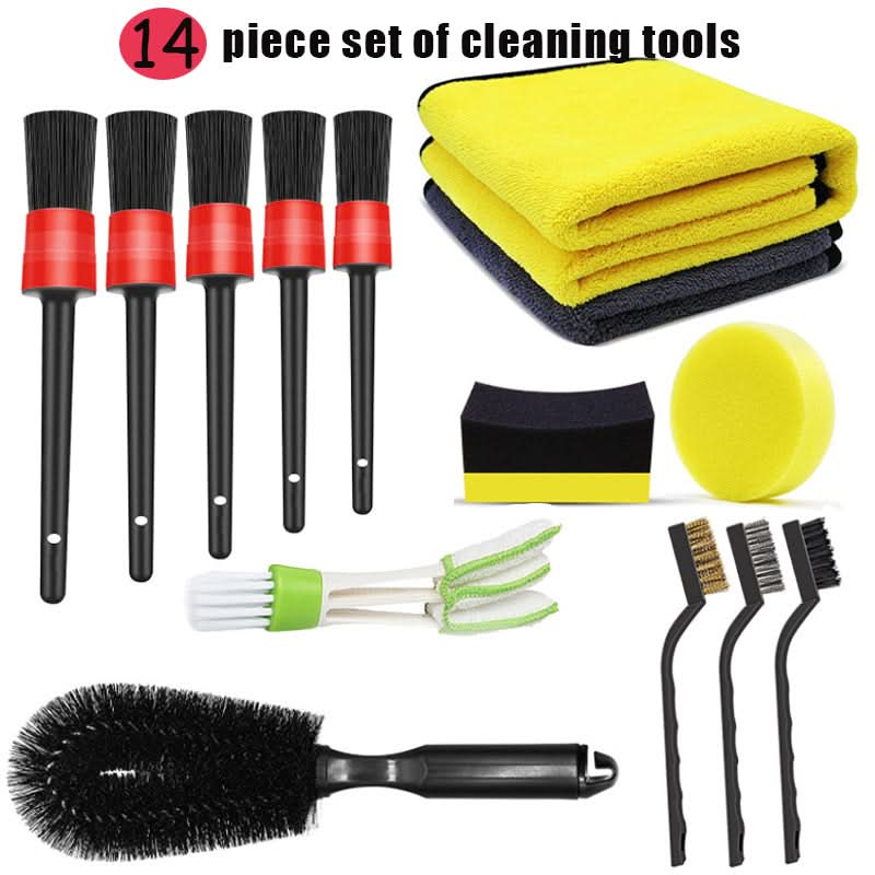 14-Piece Car Interior Cleaning Kit – Double-Sided Sponge Brush