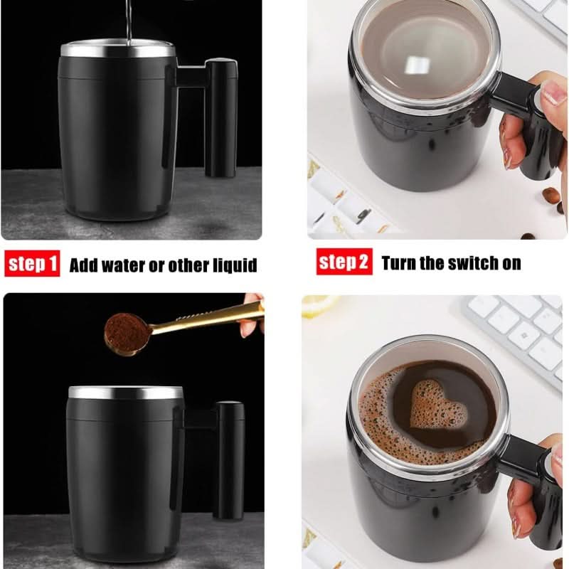 14oz Rechargeable Magnetic Self-Stirring Mug – Automatic Mixing Cup for Milk,