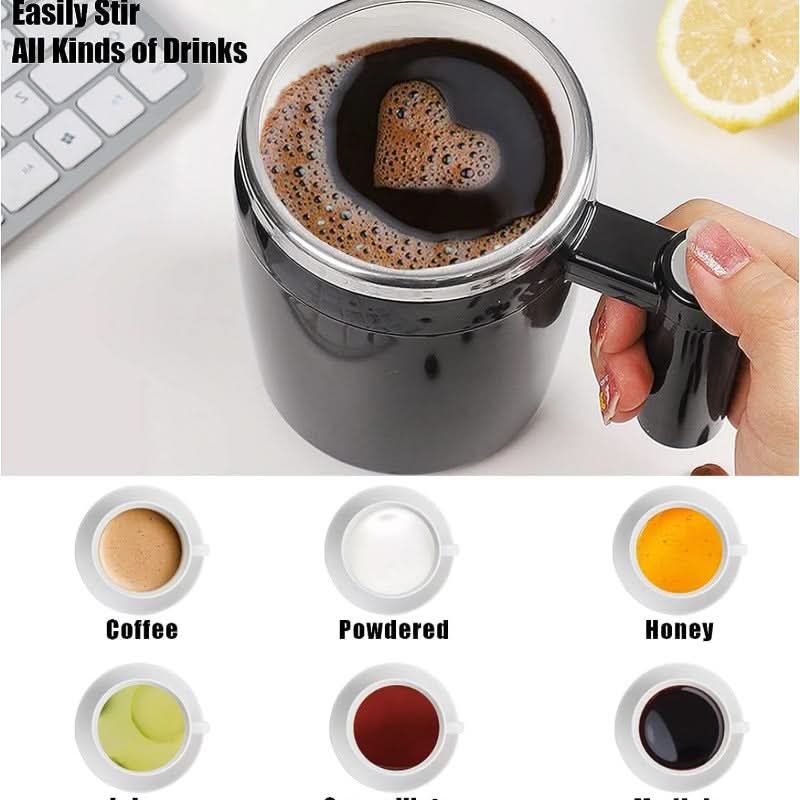 14oz Rechargeable Magnetic Self-Stirring Mug – Automatic Mixing Cup for Milk,