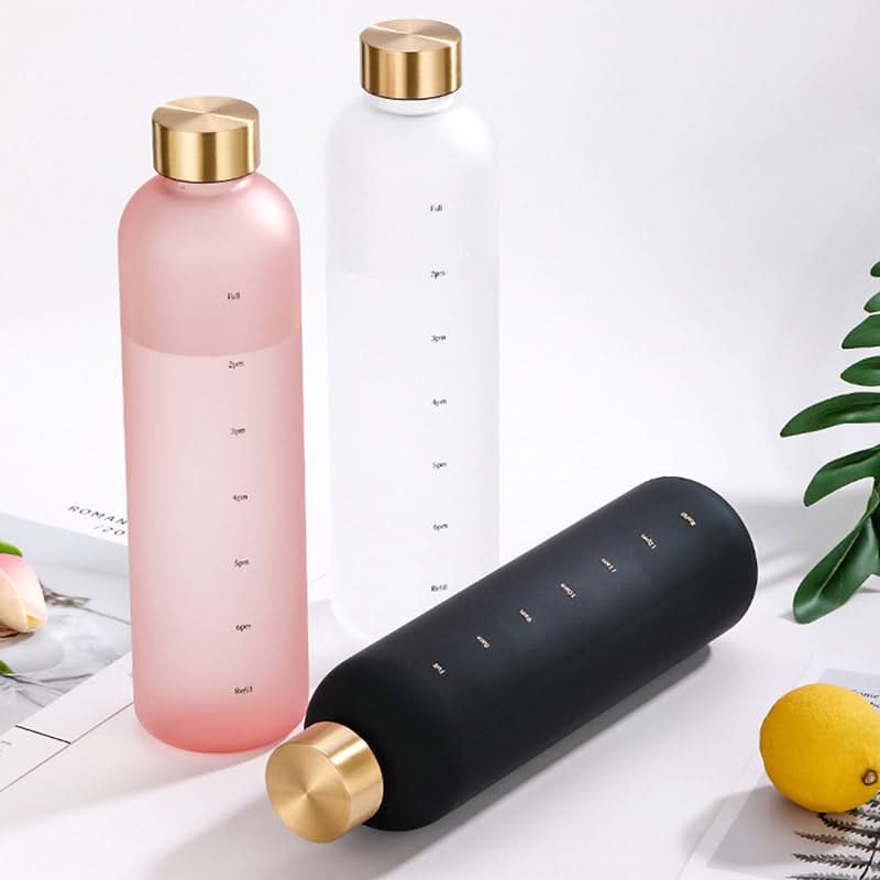 32oz Motivational Water Bottle with Time Marker – Leakproof
