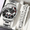 2pcs Set Business Watches - Men's Stainless Steel Date Quartz Round Watches