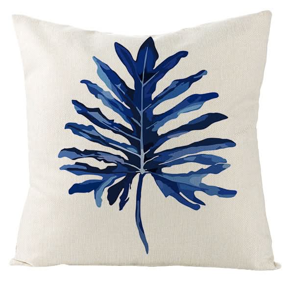 Blue Geometric Linen Pillow Cover (Set of 2)