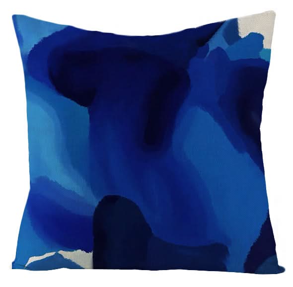Blue Geometric Linen Pillow Cover (Set of 2)