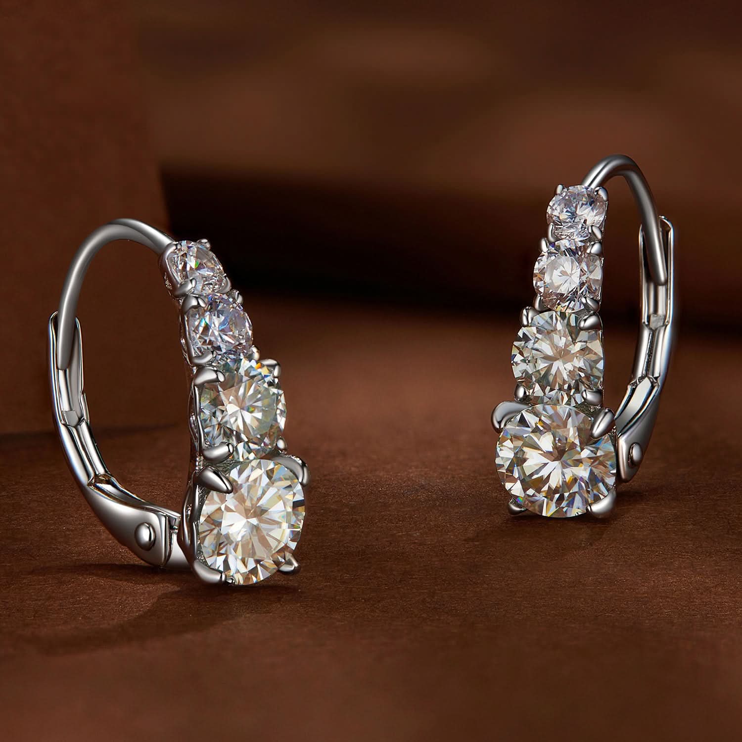 Luxurious Moissanite Sterling Silver Hoop Earrings
