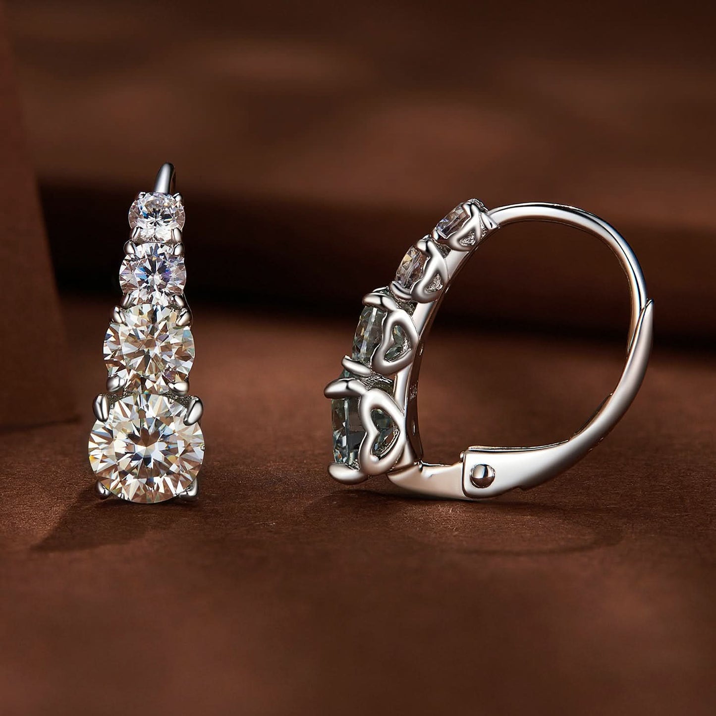 Luxurious Moissanite Sterling Silver Hoop Earrings