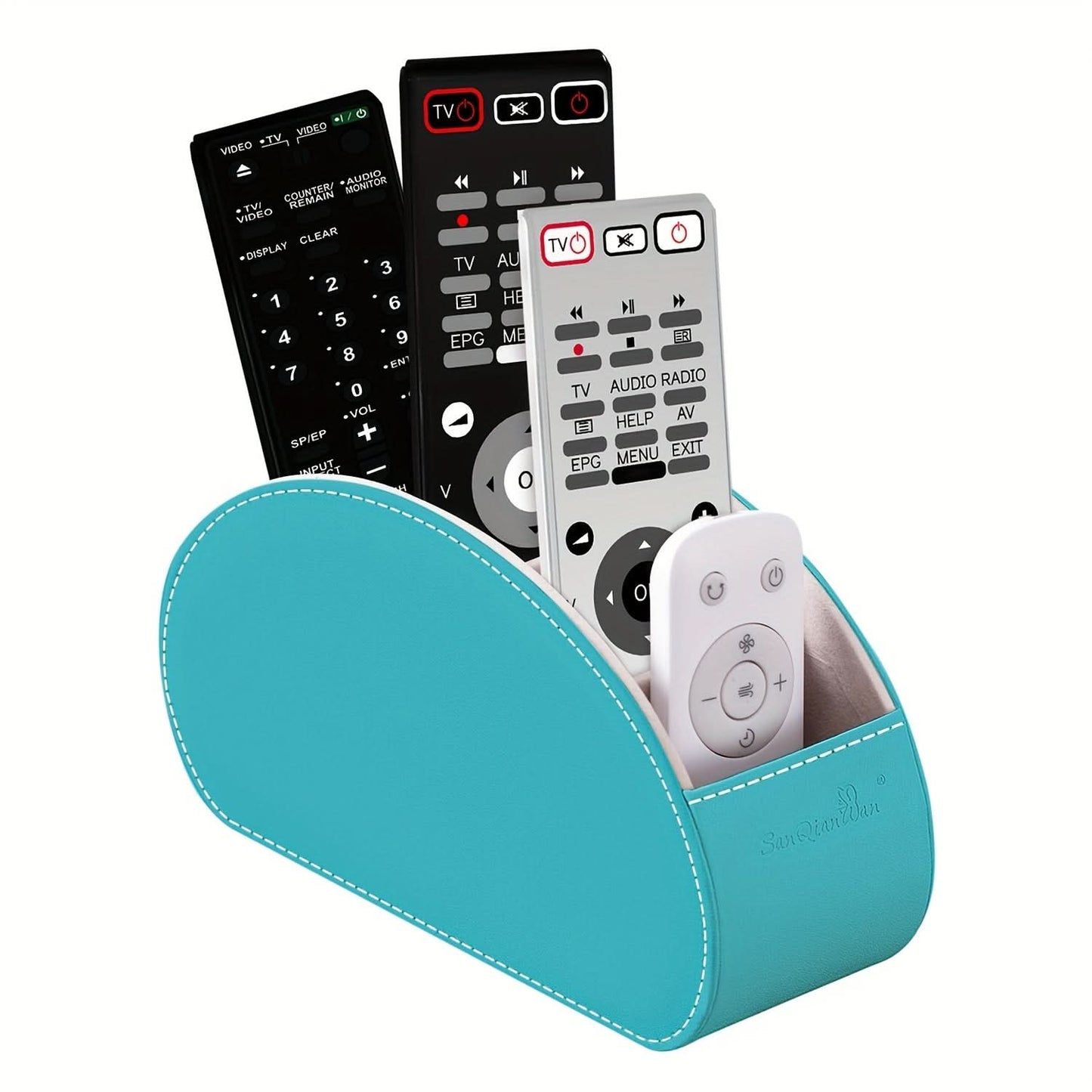 5-Compartment PU Leather Remote Organizer Box