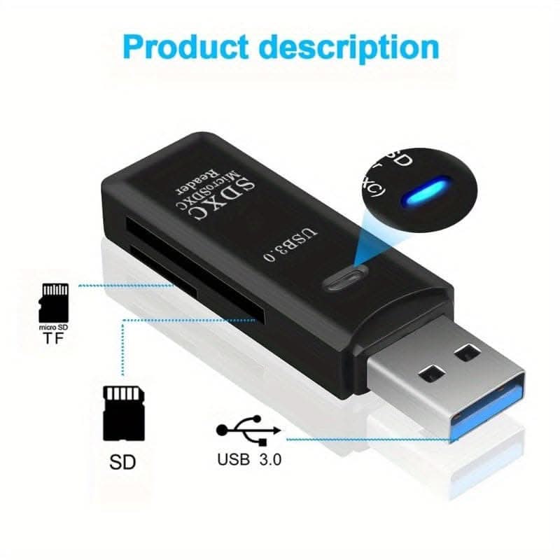Mini High-Speed 2-in-1 Card Reader - USB 3.0 for Micro SD and TF Cards