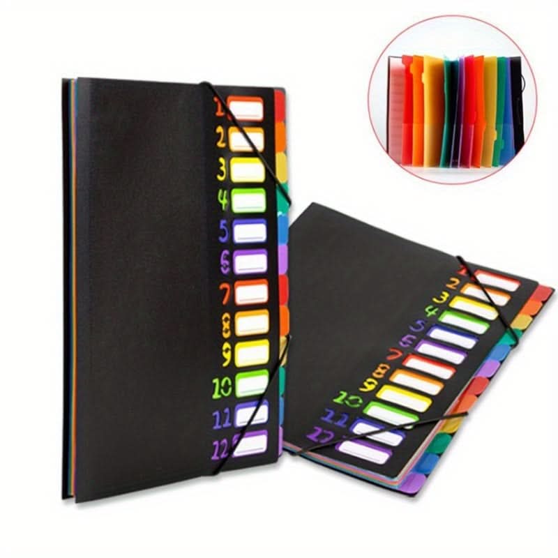 Rainbow 12-Pocket A4 File Organizer