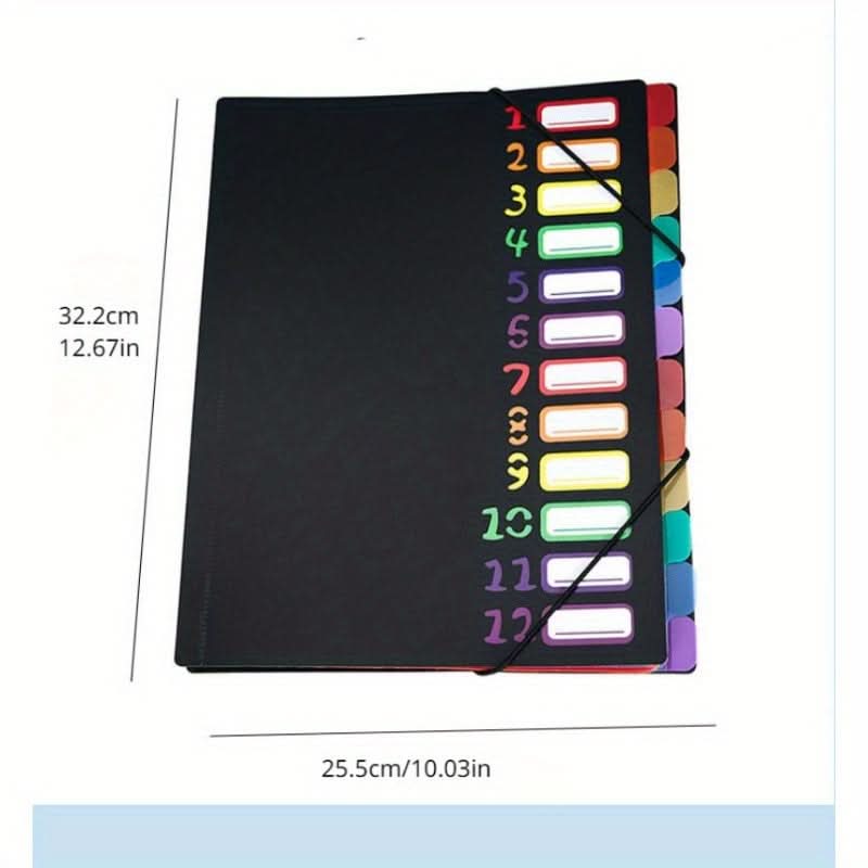 Rainbow 12-Pocket A4 File Organizer