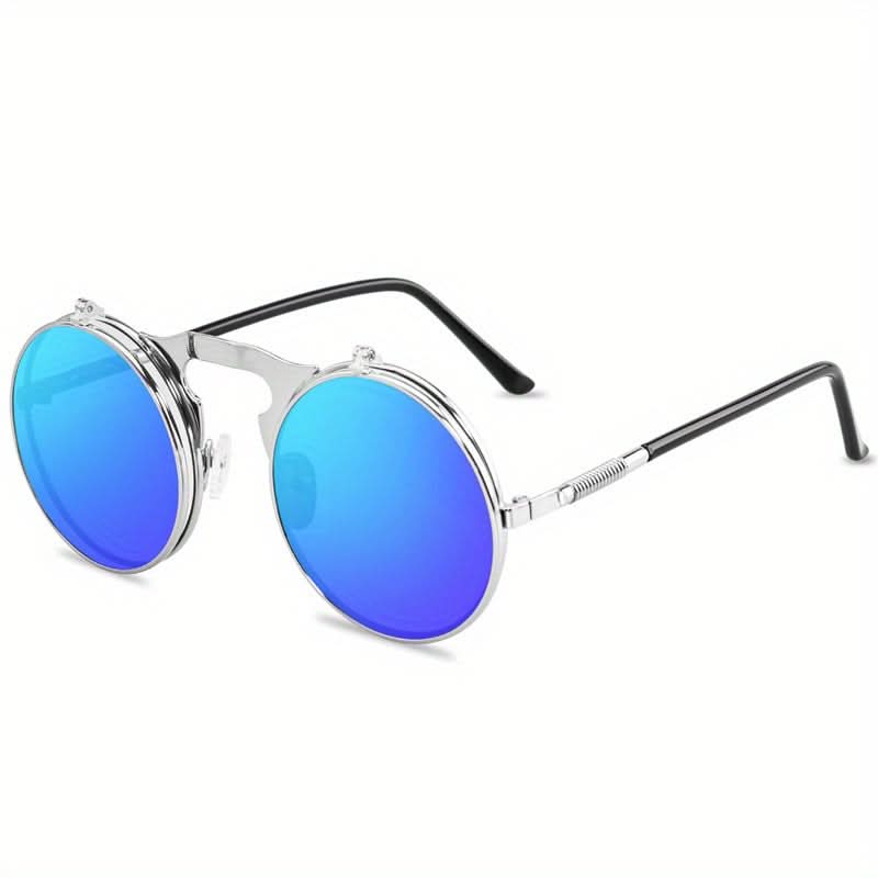 Vintage Steampunk Round Metal Frame Flip-Up Glasses