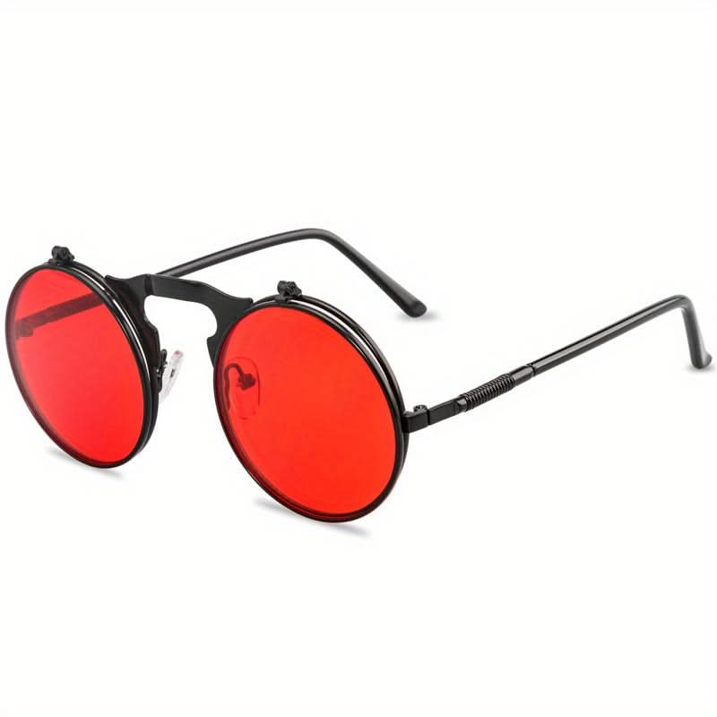 Vintage Steampunk Round Metal Frame Flip-Up Glasses