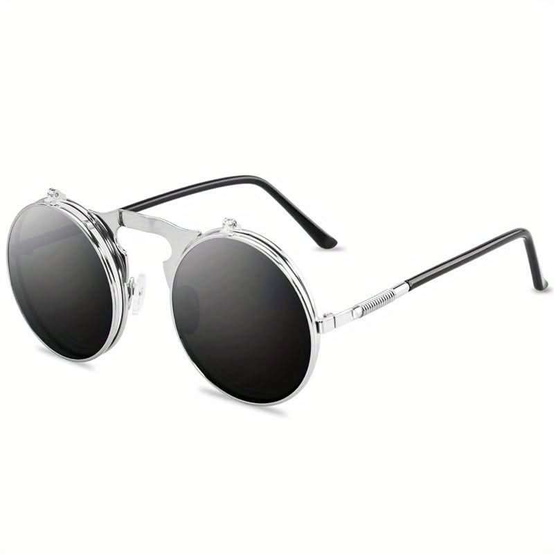 Vintage Steampunk Round Metal Frame Flip-Up Glasses