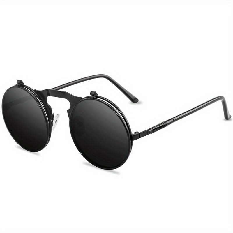 Vintage Steampunk Round Metal Frame Flip-Up Glasses