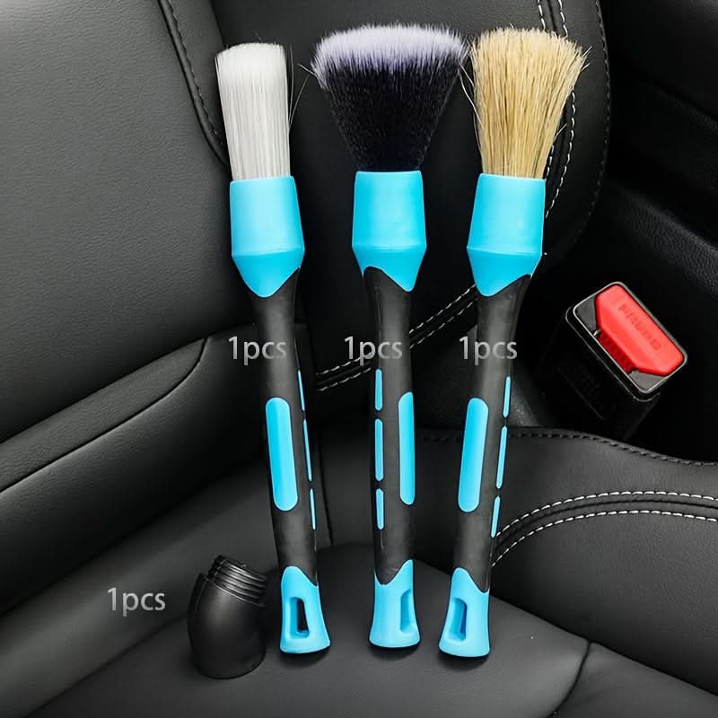 4-Piece Soft Bristle Detailing Brush Set – Flexible Head for Car Wheels