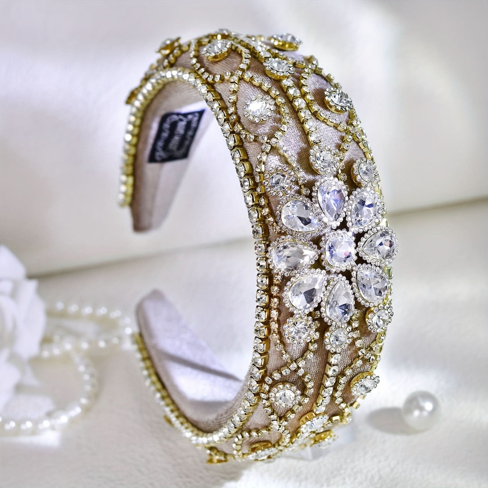 Baroque Style Rhinestone Hairband for Women - Elegant Fashionable Headpiece for Parties, Daily Wear, and Special Occasions - Hand Wash Only, No Power Needed, Featherless - YXA252