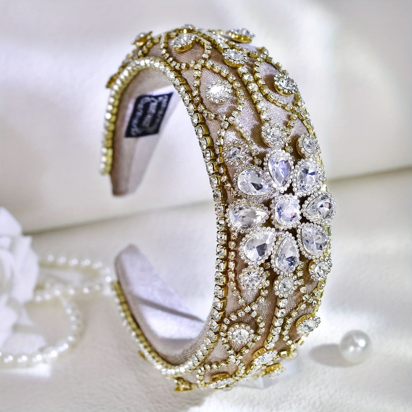Baroque Style Rhinestone Hairband for Women - Elegant Fashionable Headpiece for Parties, Daily Wear, and Special Occasions - Hand Wash Only, No Power Needed, Featherless - YXA252