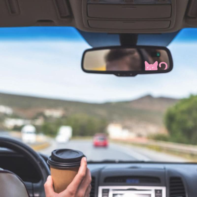 Peeking Cat Car Stickers – Cute Pink for Rearview Mirrors & Windows