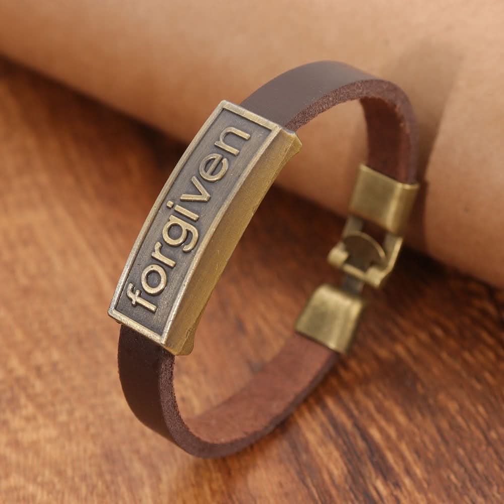 Men’s "Forgiven" PU Leather Bracelet, Adjustable