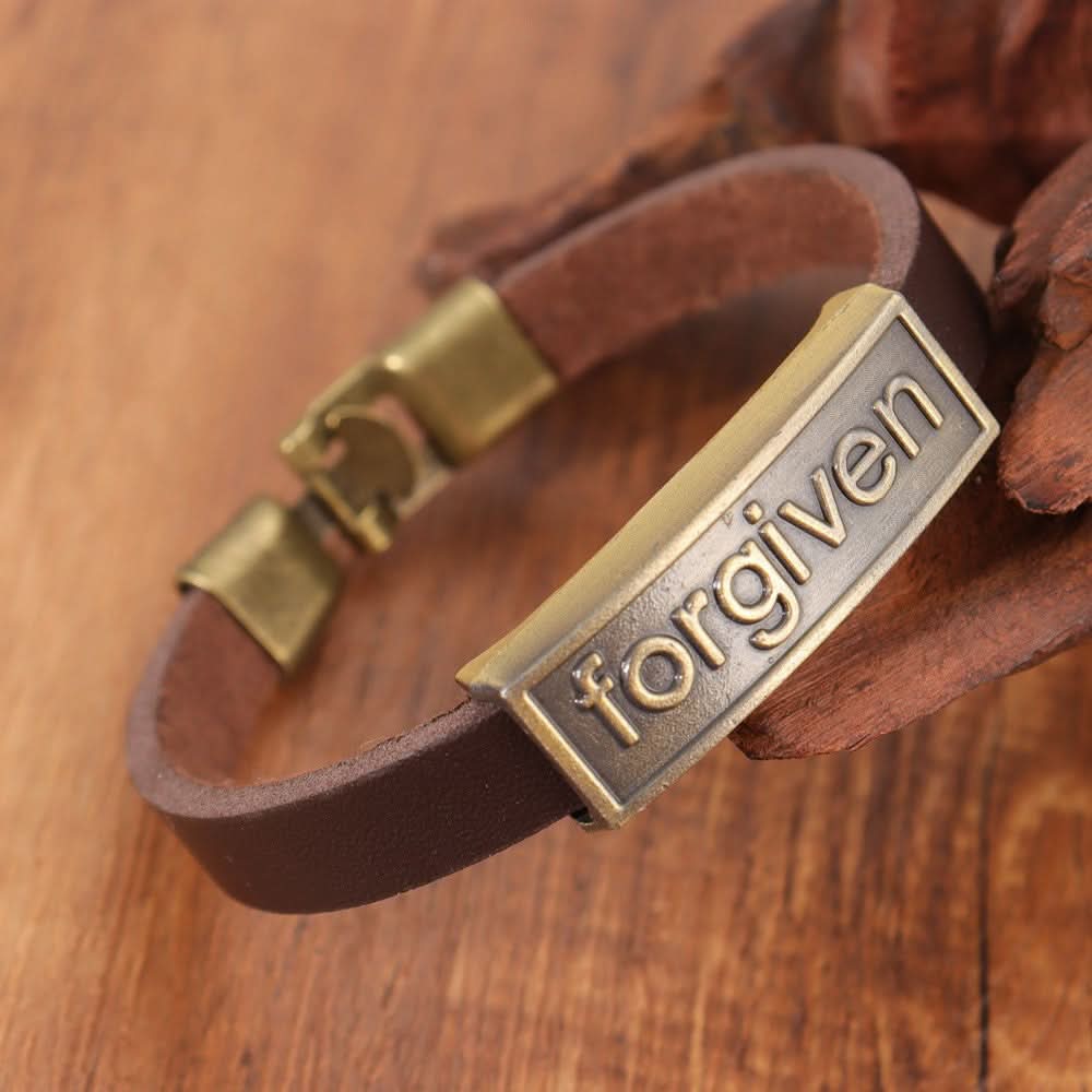 Men’s "Forgiven" PU Leather Bracelet, Adjustable