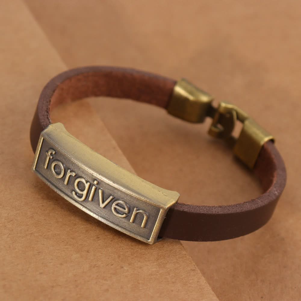 Men’s "Forgiven" PU Leather Bracelet, Adjustable