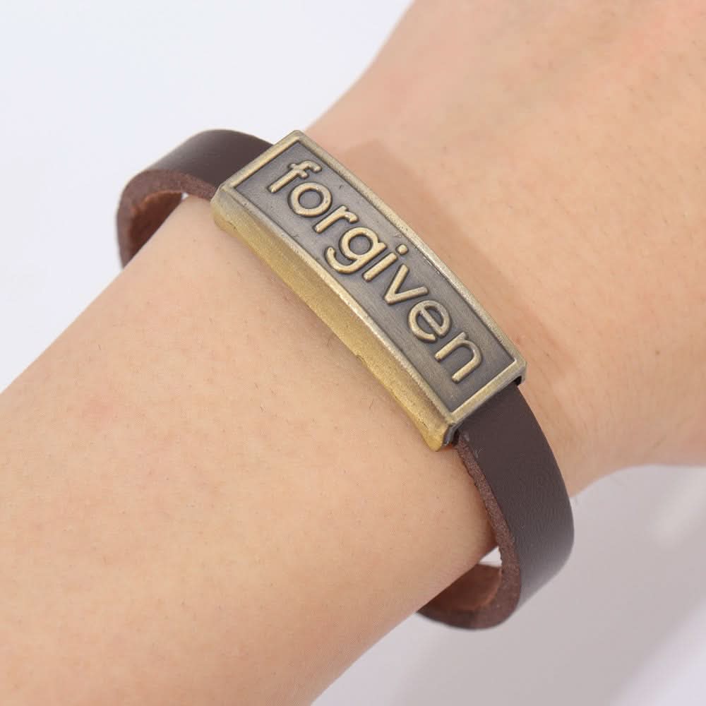 Men’s "Forgiven" PU Leather Bracelet, Adjustable