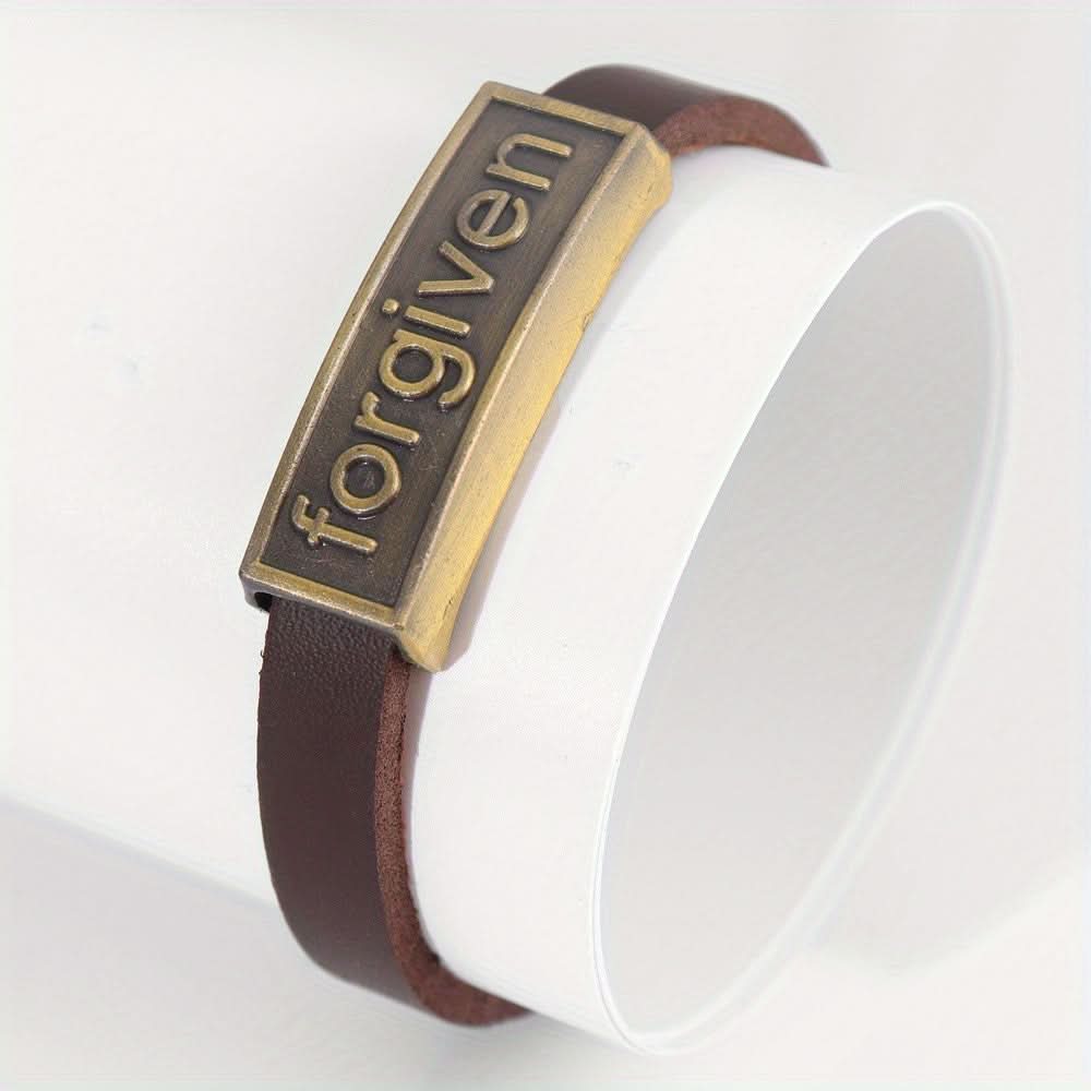 Men’s "Forgiven" PU Leather Bracelet, Adjustable