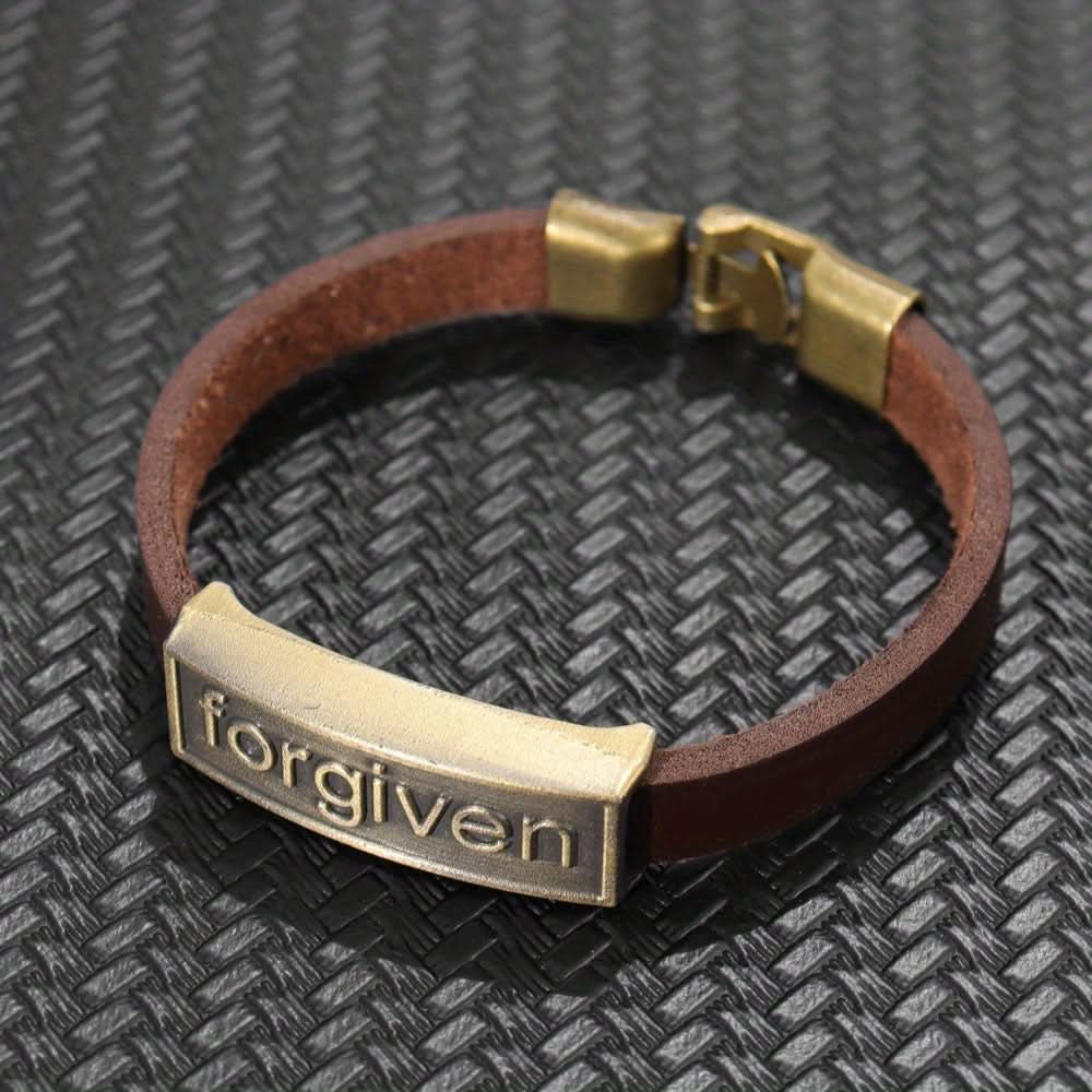 Men’s "Forgiven" PU Leather Bracelet, Adjustable
