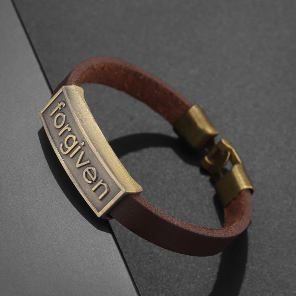 Men’s "Forgiven" PU Leather Bracelet, Adjustable