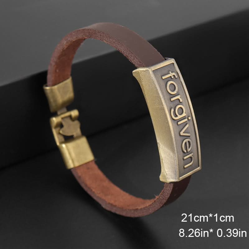 Men’s "Forgiven" PU Leather Bracelet, Adjustable