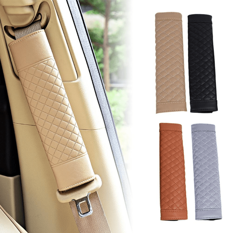 Soft PU Leather Car Seat Belt Covers - 2-Pack
