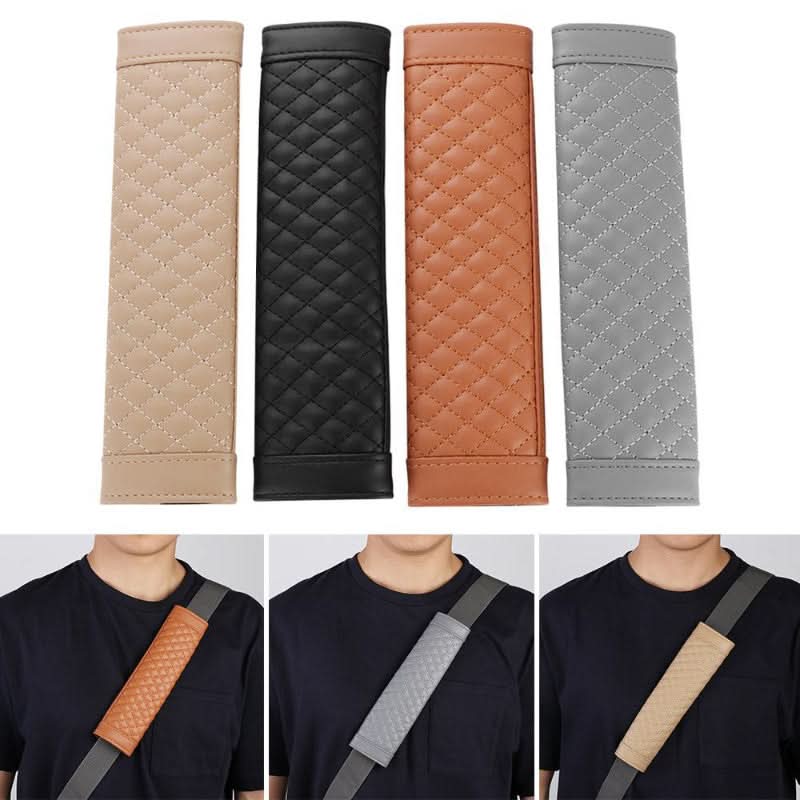 Soft PU Leather Car Seat Belt Covers - 2-Pack