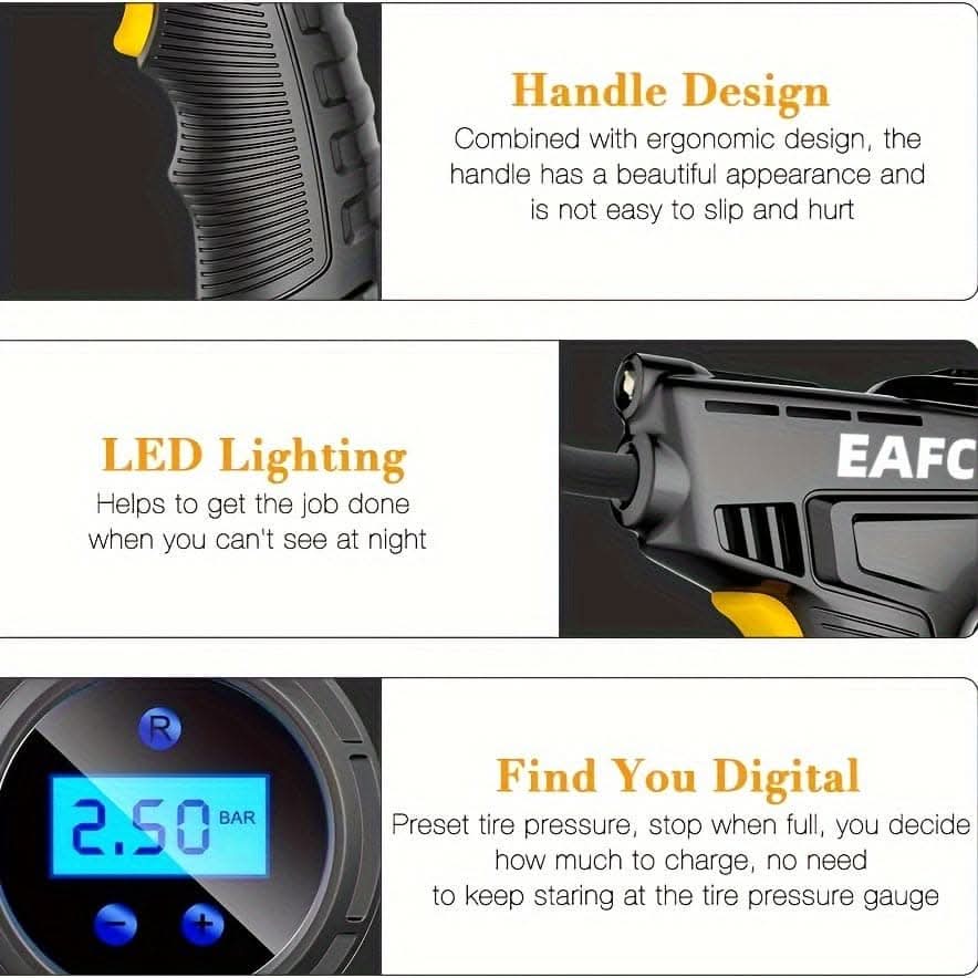 Portable Wireless Tire Inflator with LED Light