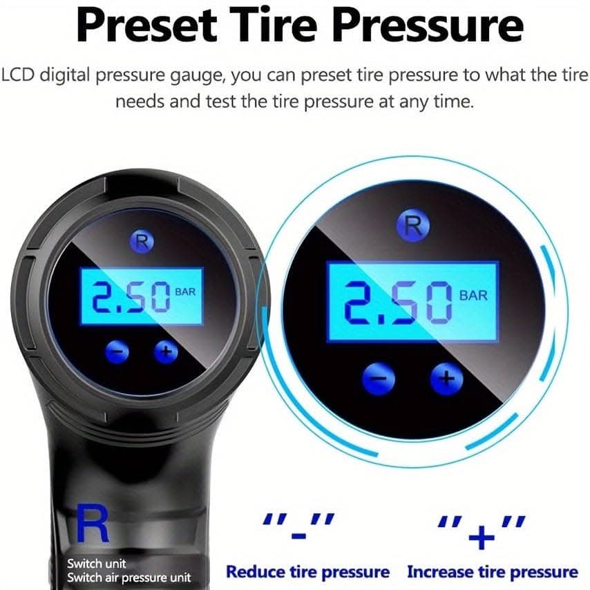 Portable Wireless Tire Inflator with LED Light
