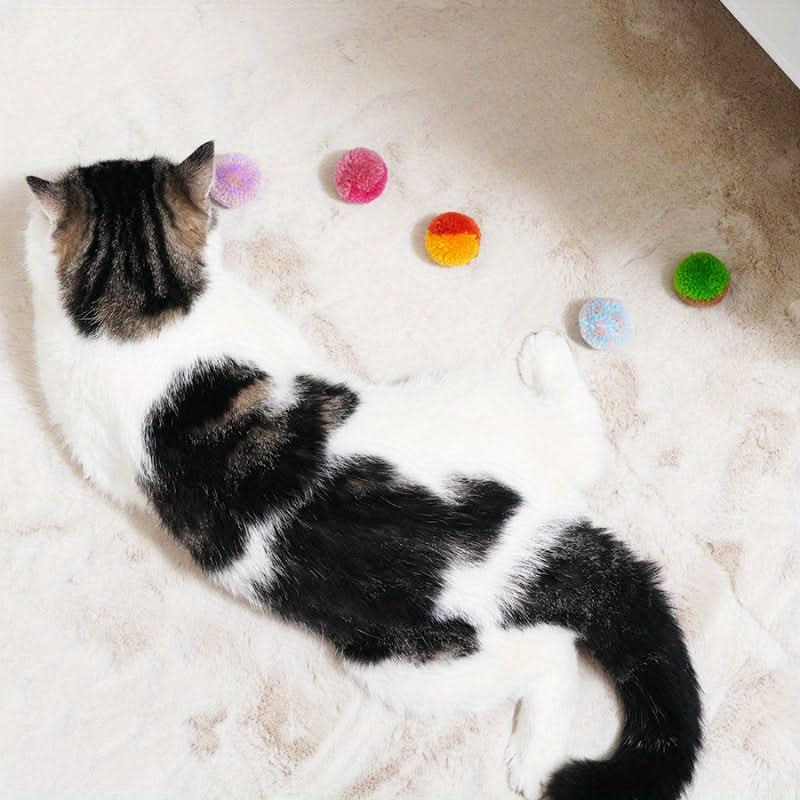 6pcs Fuzzy Whisker Delights – Ultra-Soft Interactive Cat Toy Balls