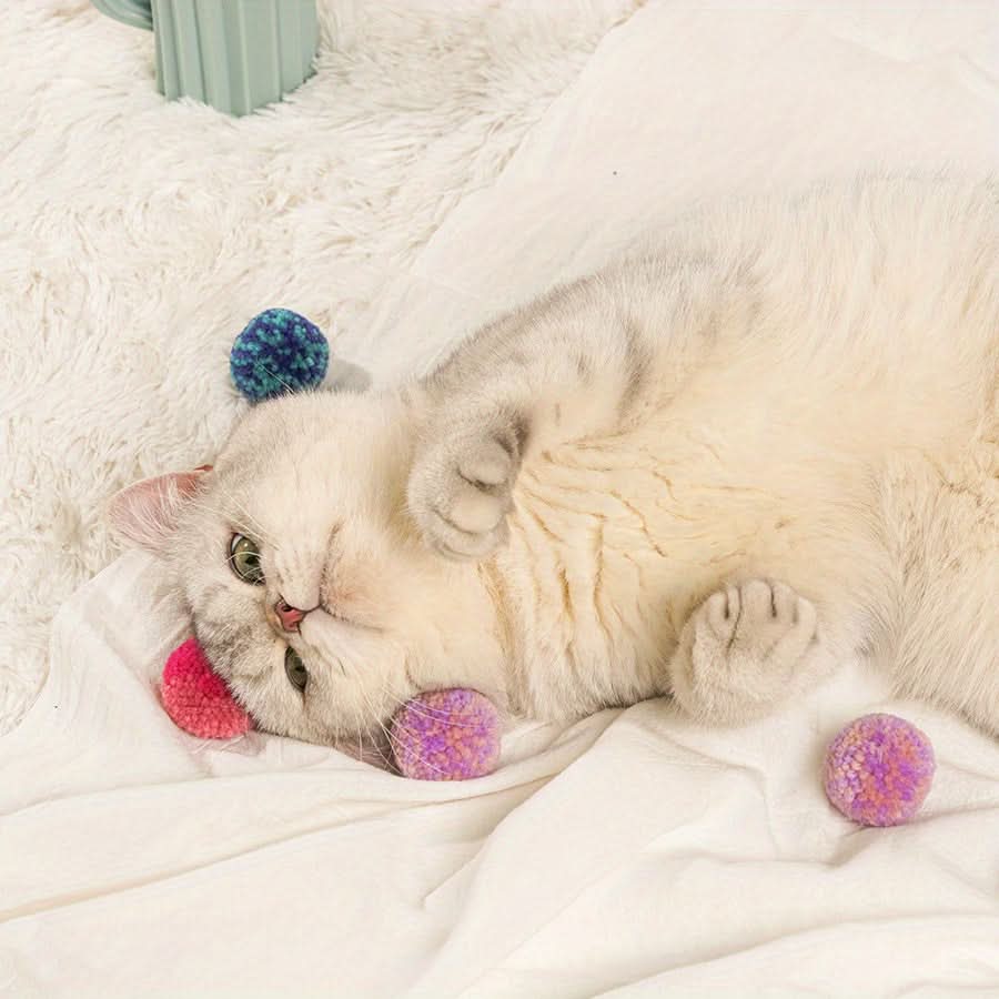 6pcs Fuzzy Whisker Delights – Ultra-Soft Interactive Cat Toy Balls