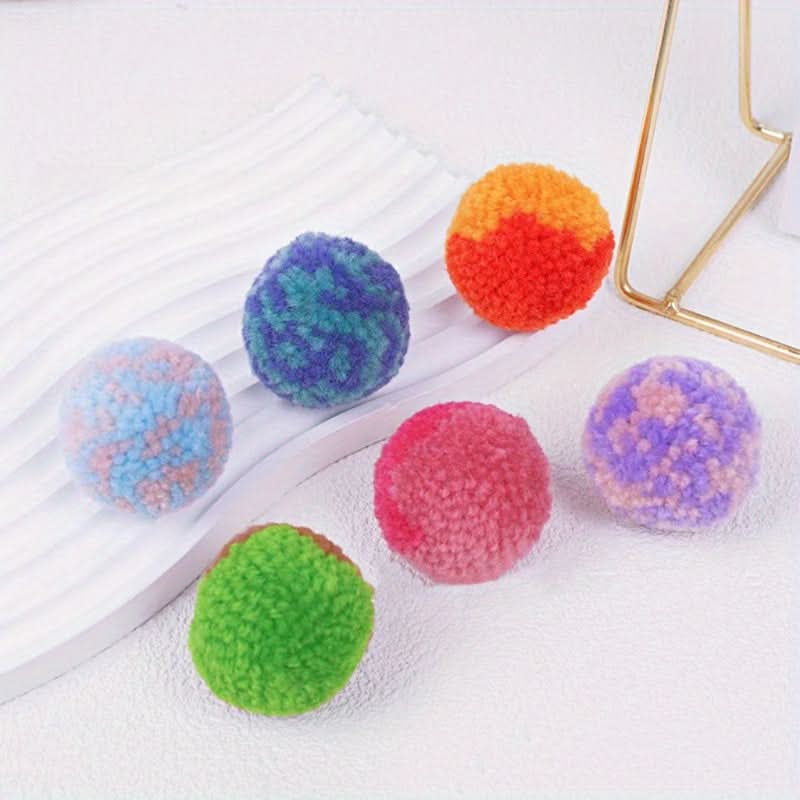 6pcs Fuzzy Whisker Delights – Ultra-Soft Interactive Cat Toy Balls