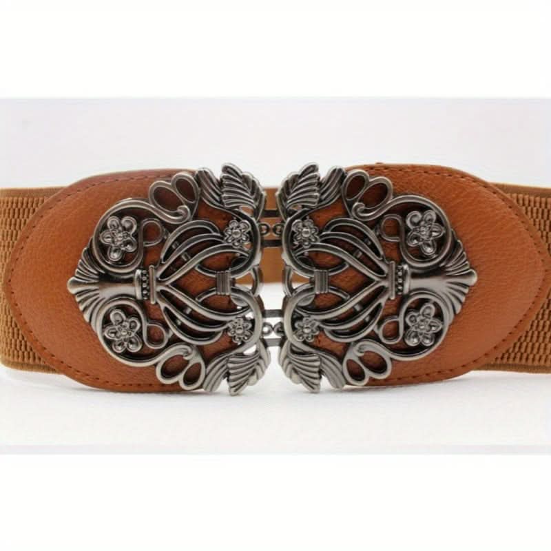 Vintage Hollow Buckle Wide Elastic Belt
