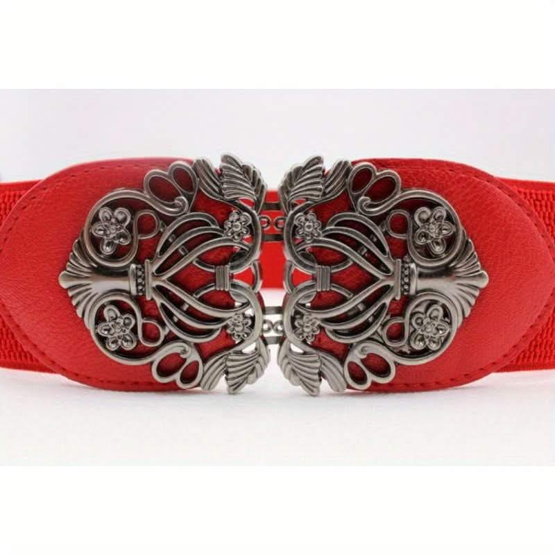 Vintage Hollow Buckle Wide Elastic Belt