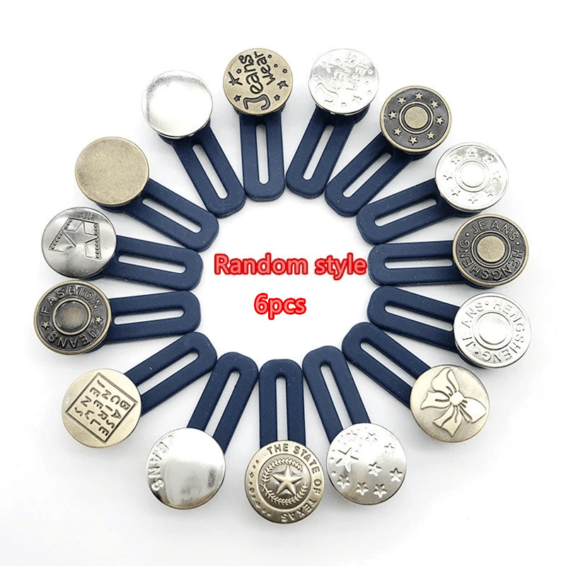 6pcs Metal Jeans Button Extenders, Adjustable Waist