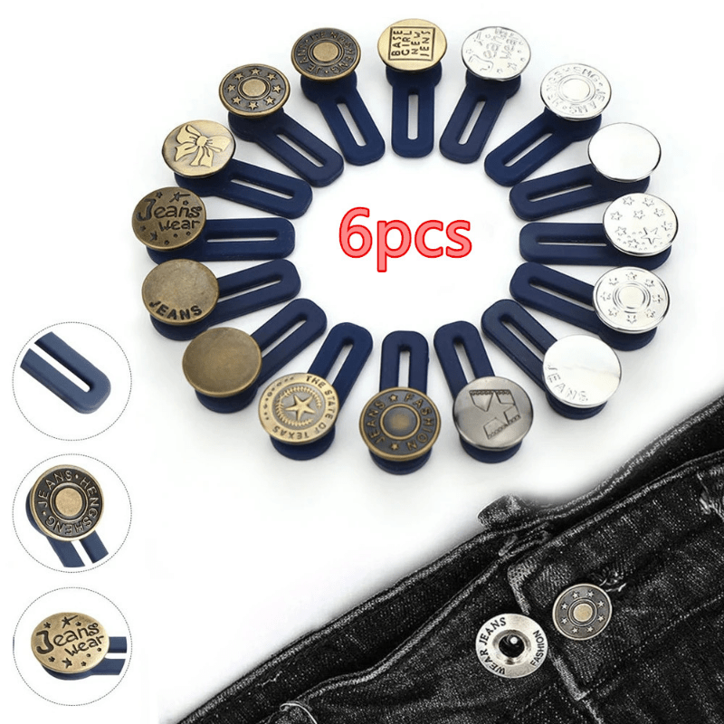 6pcs Metal Jeans Button Extenders, Adjustable Waist