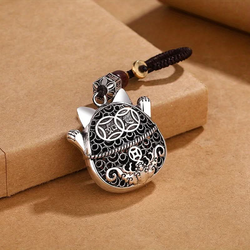 Lucky Cat Keychain for Men & Women – Ethnic Style with Copper Coins