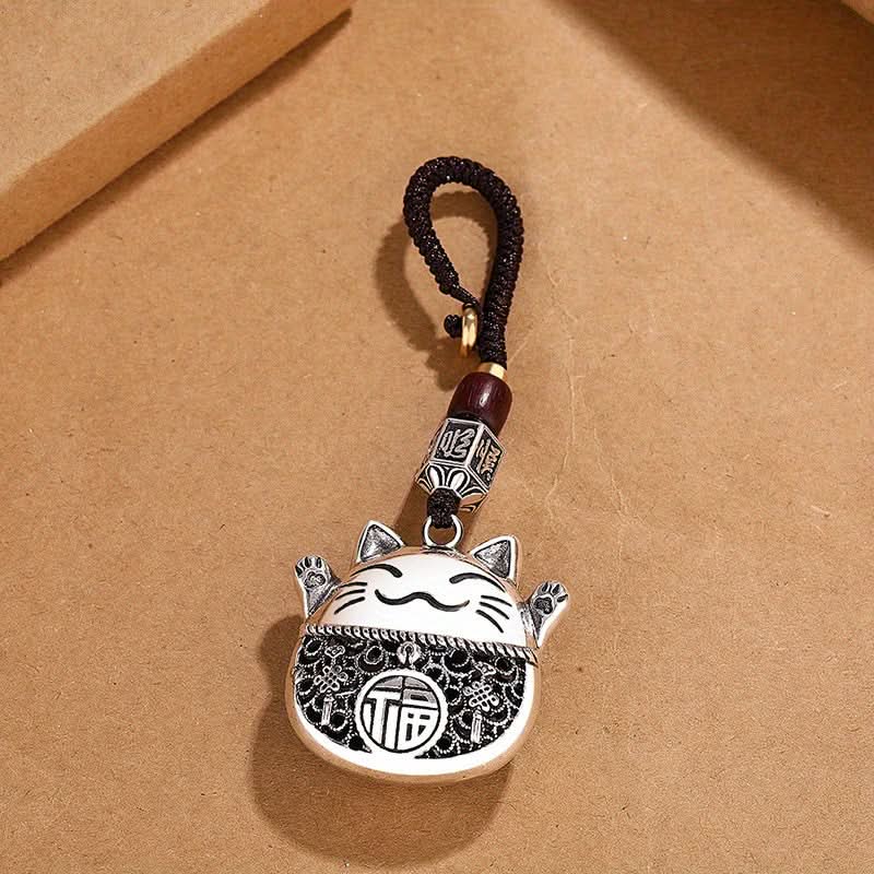 Lucky Cat Keychain for Men & Women – Ethnic Style with Copper Coins