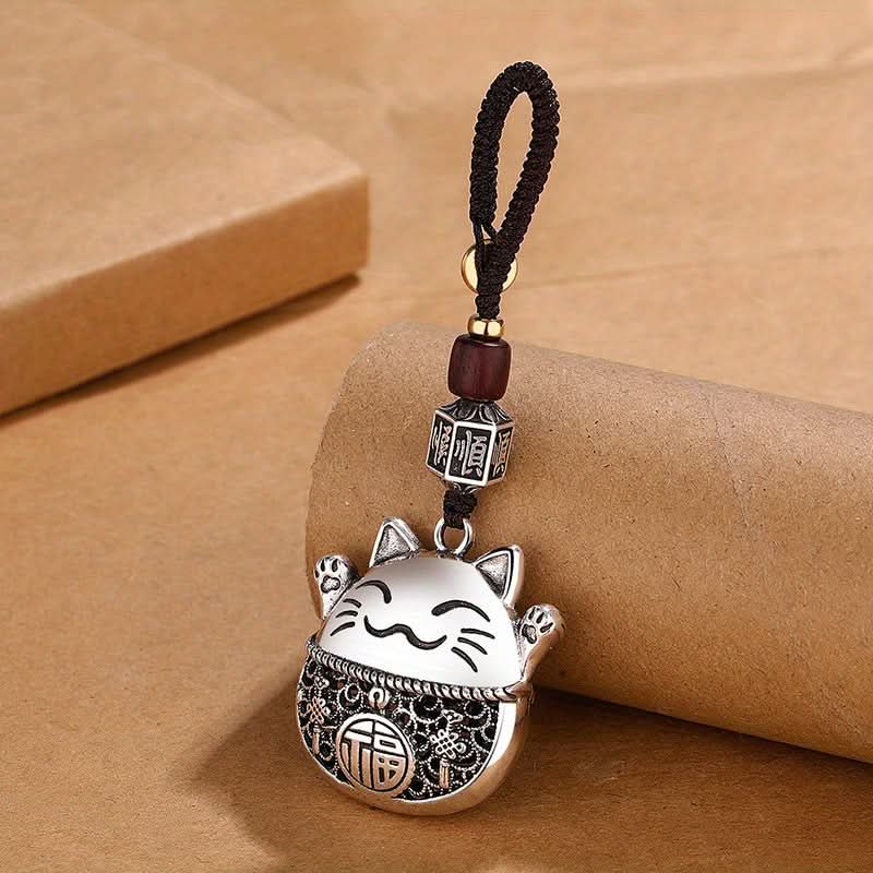 Lucky Cat Keychain for Men & Women – Ethnic Style with Copper Coins