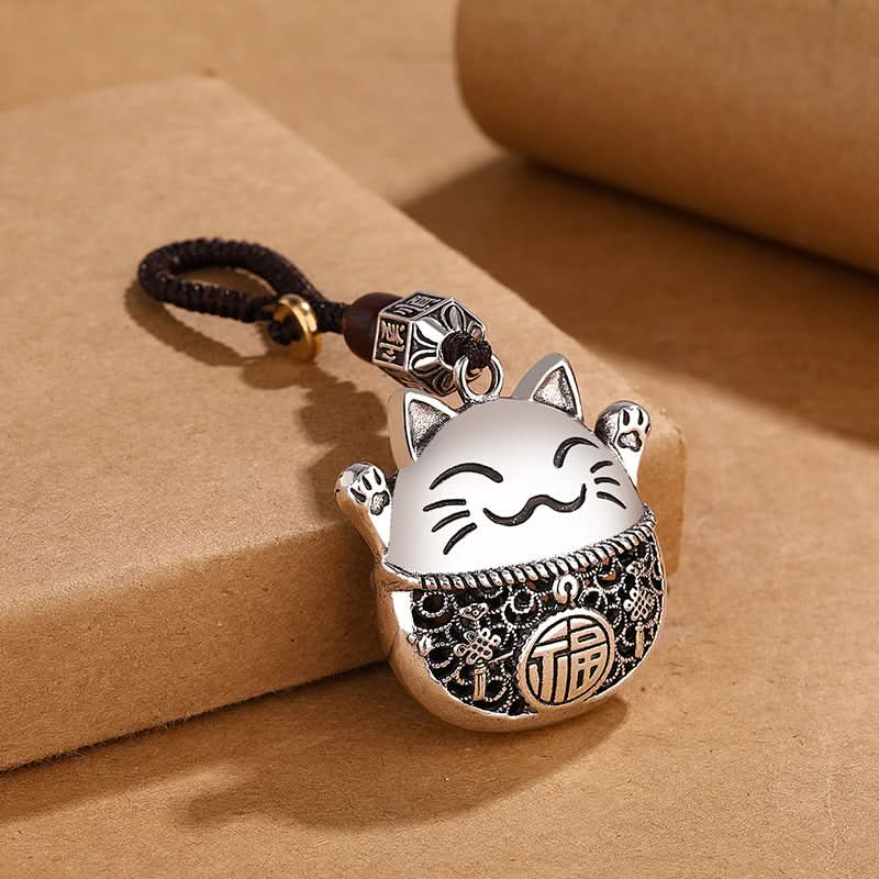 Lucky Cat Keychain for Men & Women – Ethnic Style with Copper Coins