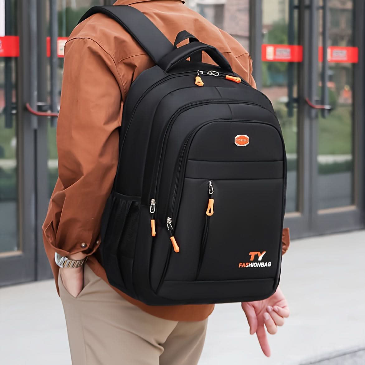 1pc Men's Backpack, Large Capacity Waterproof Casual Backpack, Adjustable Computer Backpack