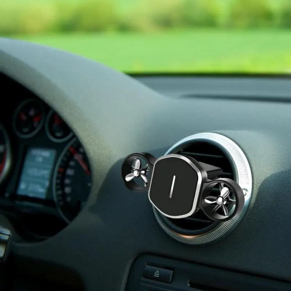 Mini Magnetic Car Phone Holder with Double-Turbo Air Vent & Heat Dissipation