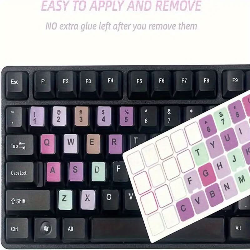 Vibrant Macaron Keyboard Stickers – Universal Letter Decals